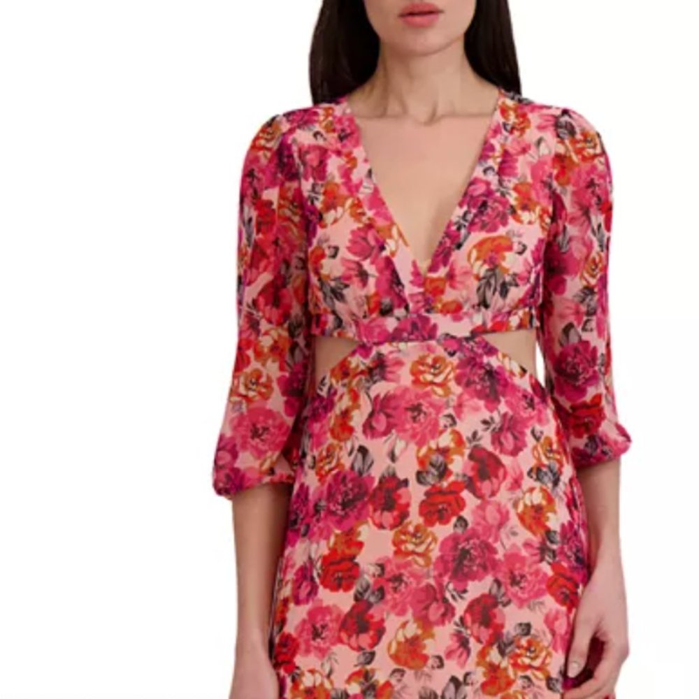 julia jordan Women's Chiffon V-Neck Fit & Flare Dress